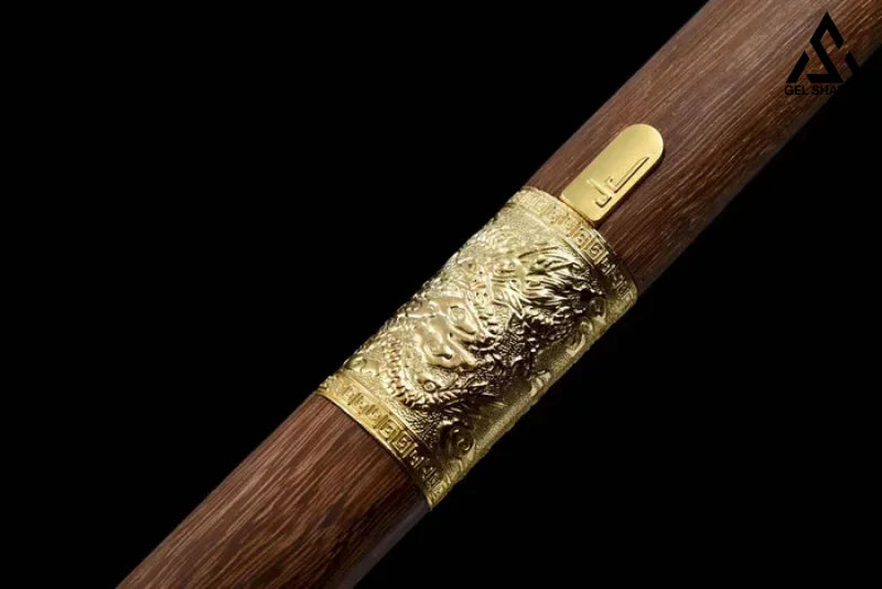 Dragon Pattern Alloy Gold Stainless Steel Cane Sword(US ONLY）-GS65 black Pocket Knives