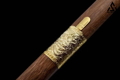 Dragon Pattern Alloy Gold Stainless Steel Cane Sword(US ONLY）-GS65 black Pocket Knives