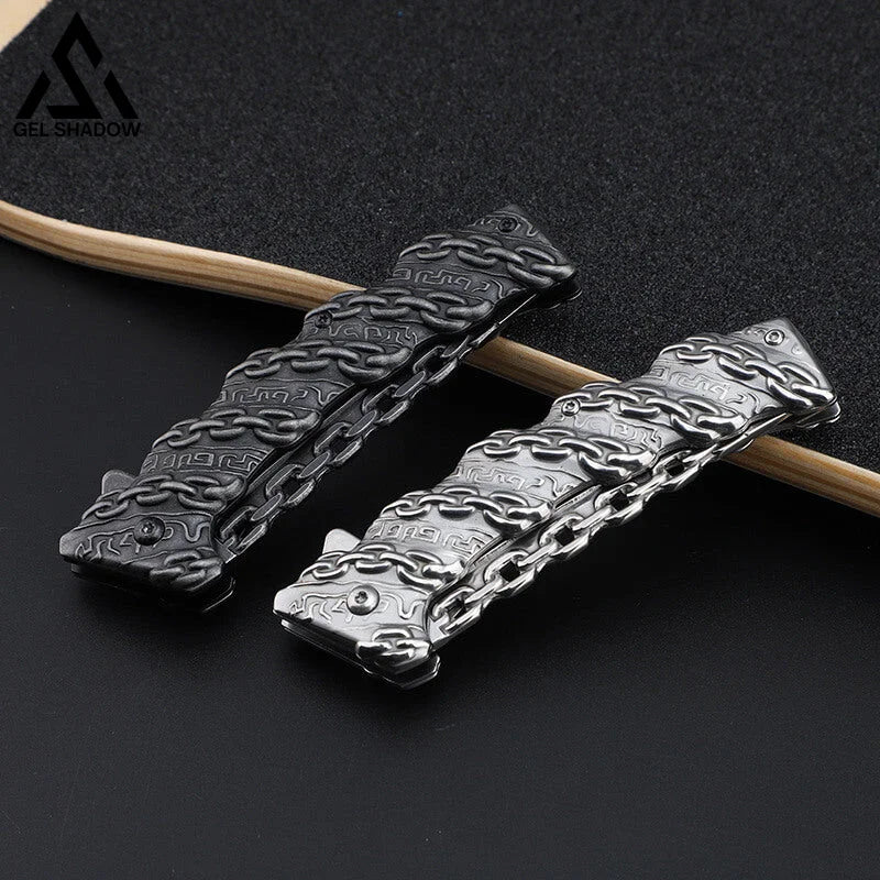 Embossed Chain Folding Knife Pocket Knives