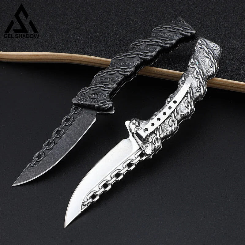 Embossed Chain Folding Knife Pocket Knives