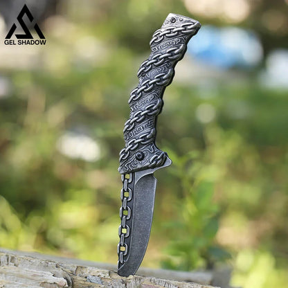 Embossed Chain Folding Knife Pocket Knives