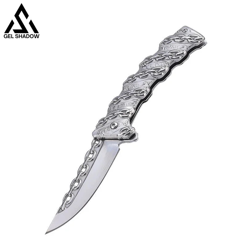 Embossed Chain Folding Knife Sliver Pocket Knives