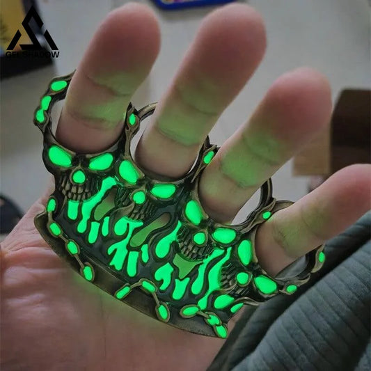 Glow-In-The Dark Handmade Four Finger Brass Ghost Knuckles Green Brassknuckle