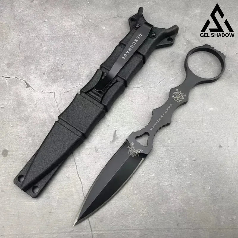 GS102 Fixed Blade Tactical Knife COMBO SOCP Dagger 3.22’’ Blade，K sheath Black 未分类