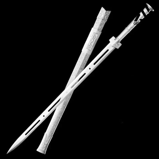 GS179 Handmade High-performance Manganese Steel Ice Psionic Chinese Sword(US ONLY) White Pocket Knives
