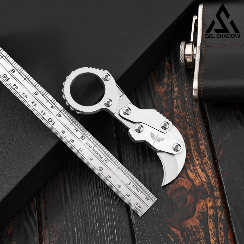 GS185 Eagle Beak Full Steel Folding Knife Gadget Ring Knife Pocket Knives