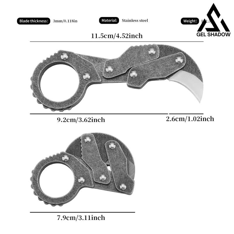 GS185 Eagle Beak Full Steel Folding Knife Gadget Ring Knife Pocket Knives