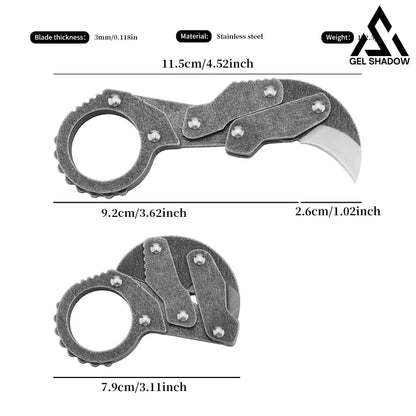 GS185 Eagle Beak Full Steel Folding Knife Gadget Ring Knife Pocket Knives