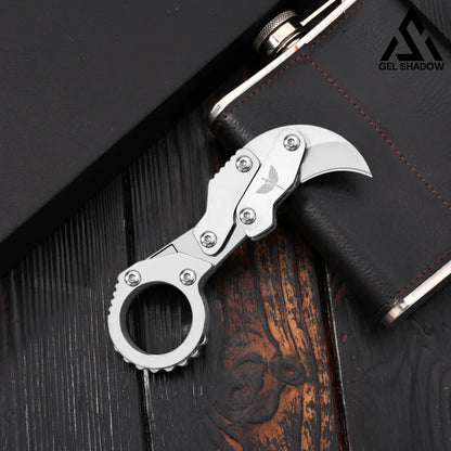 GS185 Eagle Beak Full Steel Folding Knife Gadget Ring Knife white Pocket Knives