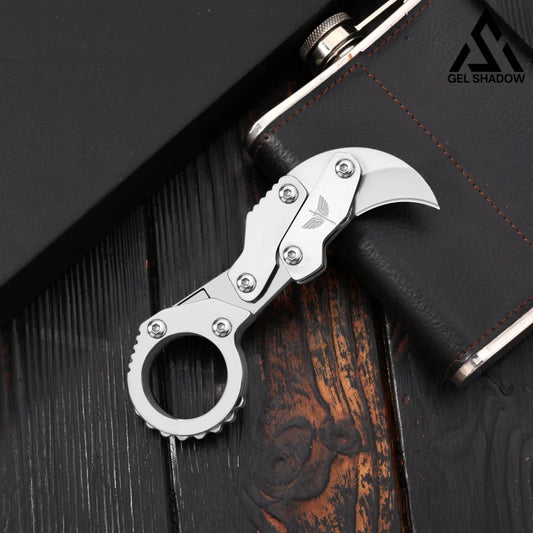 GS185 Eagle Beak Full Steel Folding Knife Gadget Ring Knife white Pocket Knives