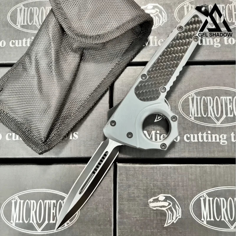 GS192 Micro tech OTF Knuckle Fix Auto Knife Light blue Pocket Knives