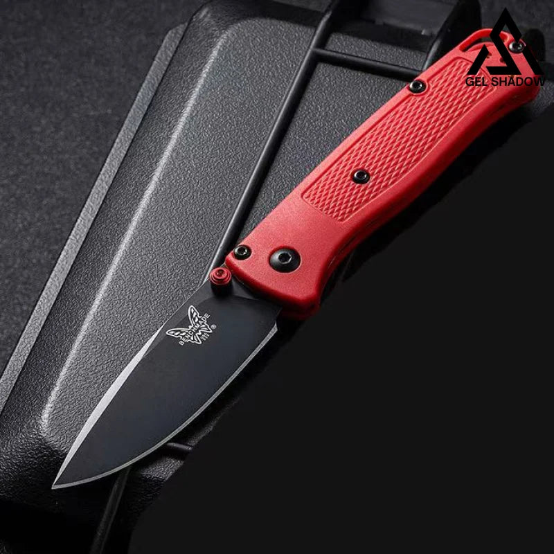 GS199 BM535 BUGOUT Damascus Steel Carbon Fiber Handle Folding Knife Red 未分类