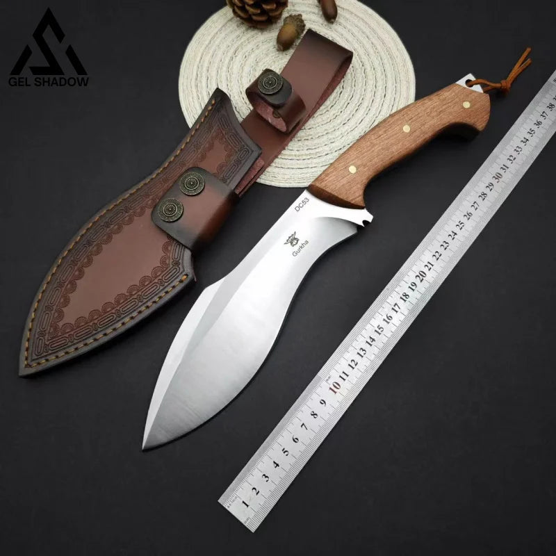 GS223 Outdoor straight-edge camping survival knife Nepal Wood 未分类