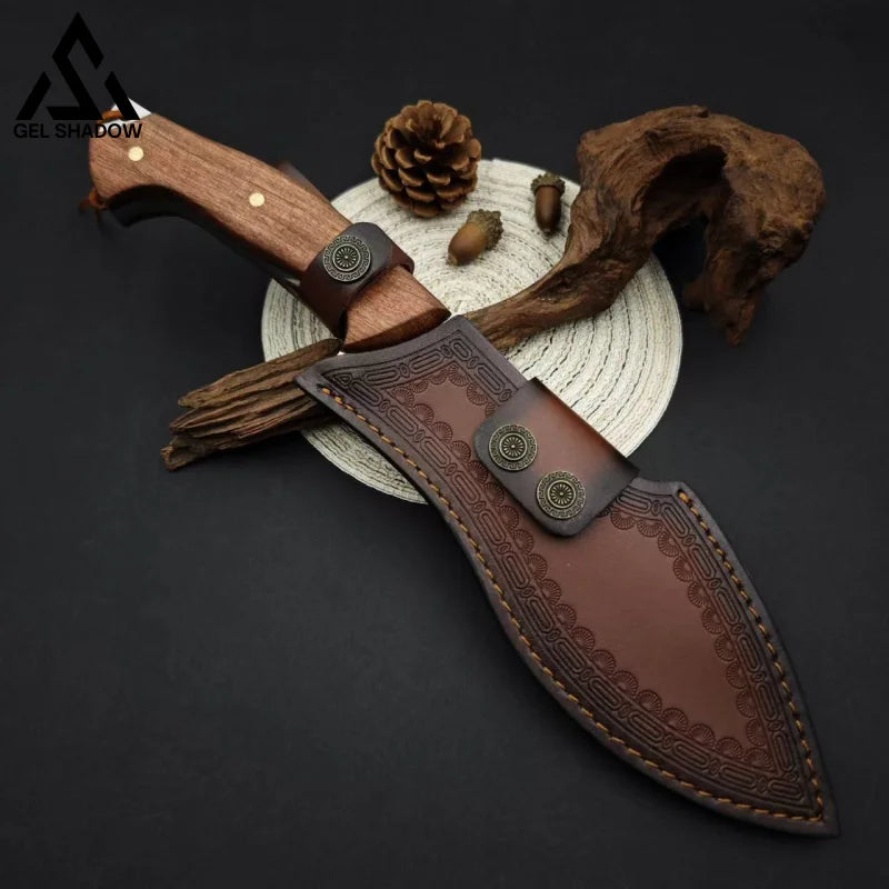 GS223 Outdoor straight-edge camping survival knife Nepal Wood 未分类