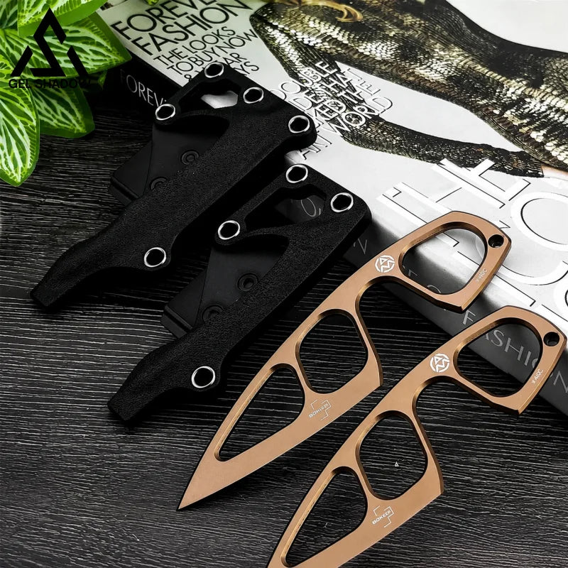 GS226 Boker Plus Miltner Adams Knuckle Knife MA-2 Fixed 2.5’’ Blade - 2 pcs / Gold - Pocket Knives