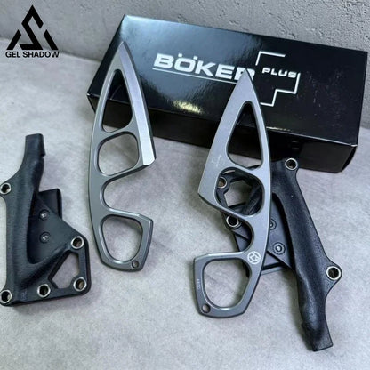 GS226 Boker Plus Miltner Adams Knuckle Knife MA-2 Fixed 2.5’’ Blade - 2 pcs / Titanium Gray - Pocket Knives