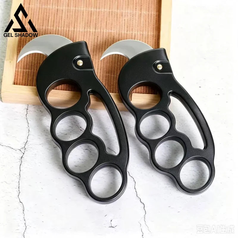 GS273 Brass Knuckles with Switchbalde Karambit Knife - 2 pcs