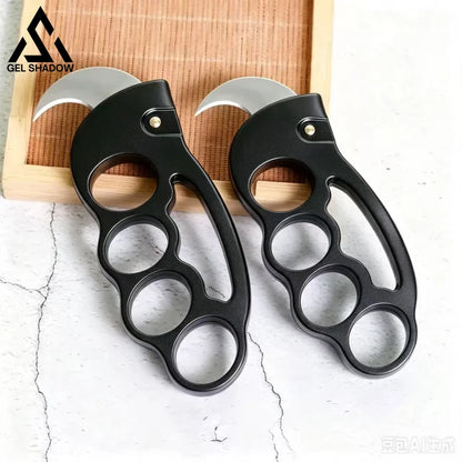 GS273 Brass Knuckles with Switchbalde Karambit Knife - 2 pcs
