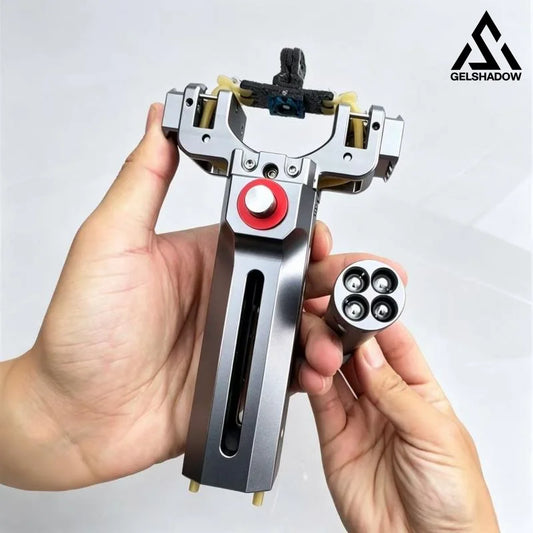 GS278 V10 56 Shots Slingshot with 4-in-1 Magazine CNC Aluminum Alloy - Silver