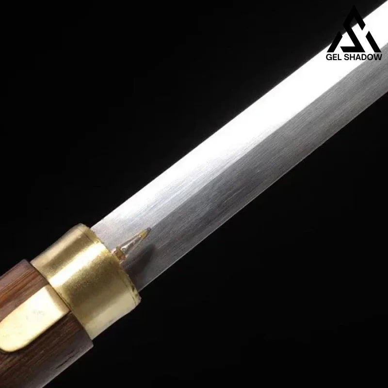 Handcrafted Mahogany Mushroom Head Pattern Steel Cane Sword with Copper Lock(US ONLY)-GS49 brown Pocket Knives