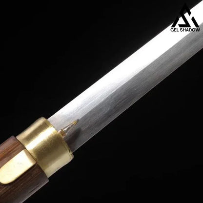 Handcrafted Mahogany Mushroom Head Pattern Steel Cane Sword with Copper Lock(US ONLY)-GS49 brown Pocket Knives