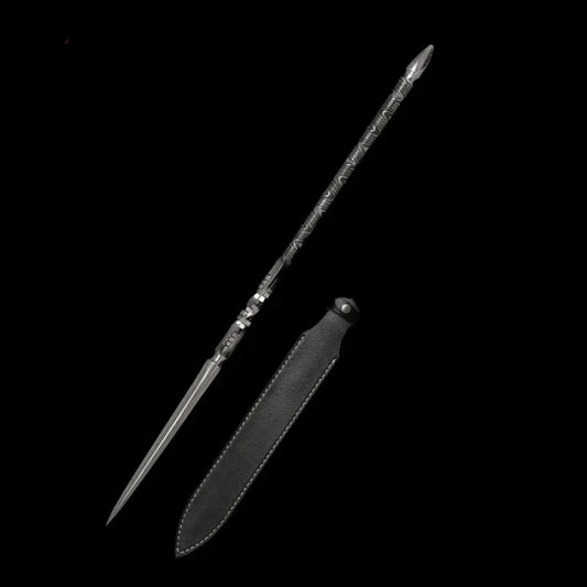 Handmade 三棱 Pattern Steel One-piece forging(US ONLY）-GS53 Black Silver Pocket Knives