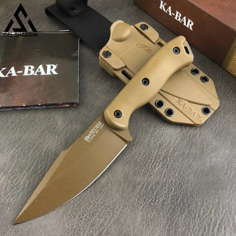 Ka-Bar Bk18 Short Harpoon Fixed Blade Tactical Outdoor Knife Gold Knives