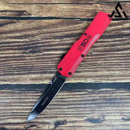 KS9000 DE OTF - Blk Aluminum (3.45 ’ CPM-MagnaCut)-GS147 Red 50th Anniversary Edition BRASSKNUCKLE