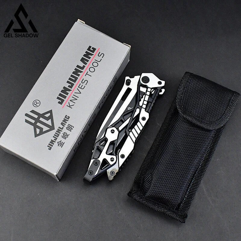 Mechanical Armor Magic Folding Knife Black Silver Pocket Knives