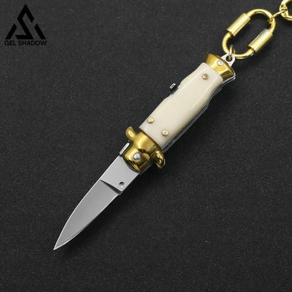 Mini Italian Stiletto Akc Switch Blade Express Keychain Ivory White Knives