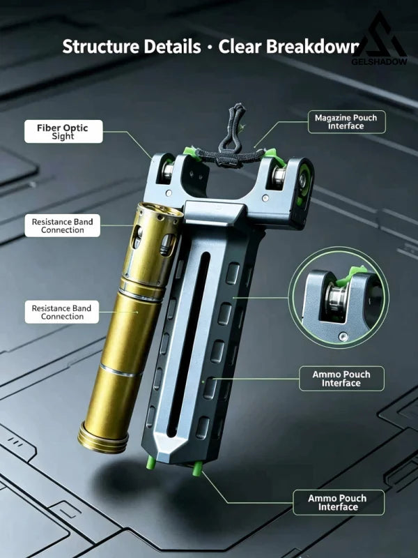 (Presell-15days)GS278 V10 56 Shots Slingshot with 4-in-1 Magazine CNC Aluminum Alloy - Slingshot + 1 Magazine