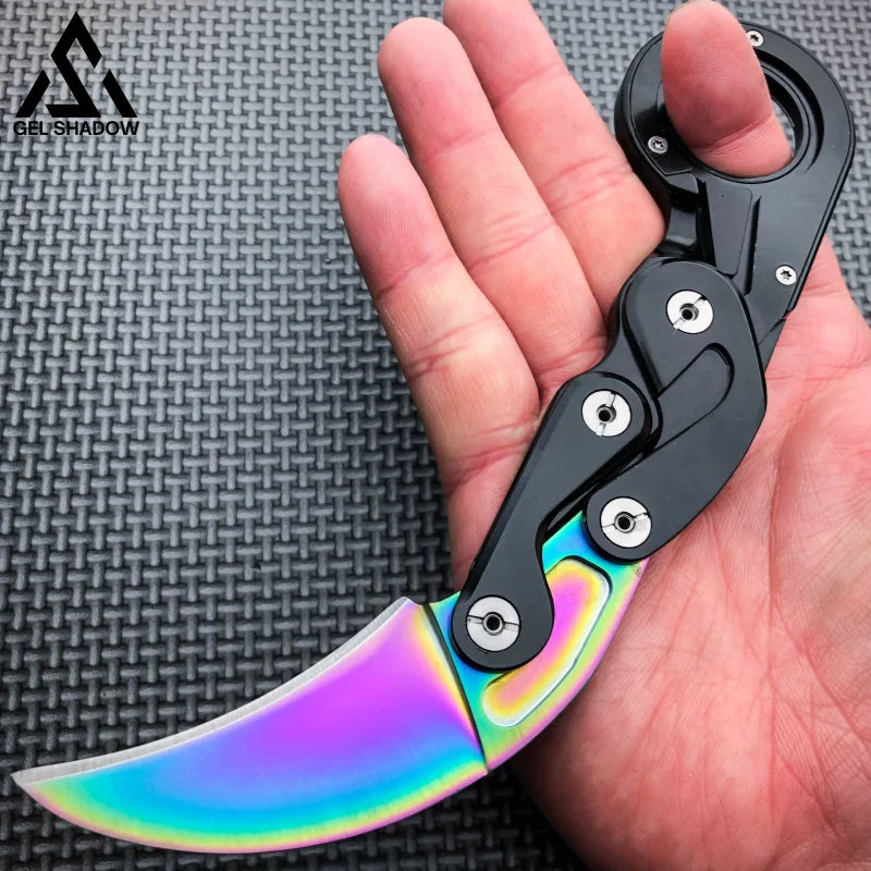 Self Defense Quick Karambit Knife Rainbow Pocket Knives