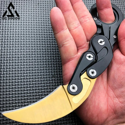 Self Defense Quick Karambit Knife Gold Pocket Knives