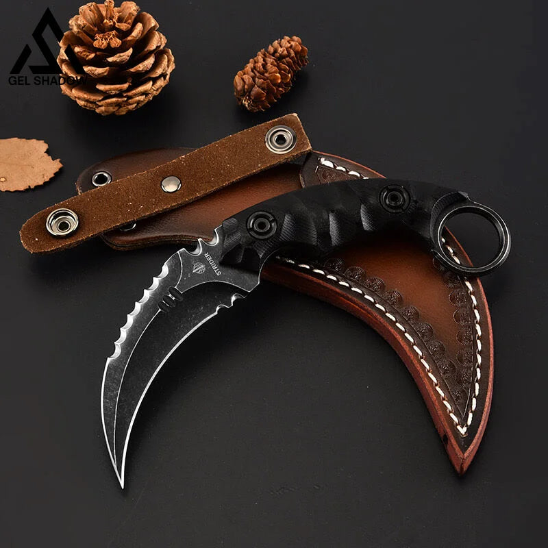 Strider Shadow Karambit Knife Sharp Claw D2 Steel Black Blade Pocket Knives