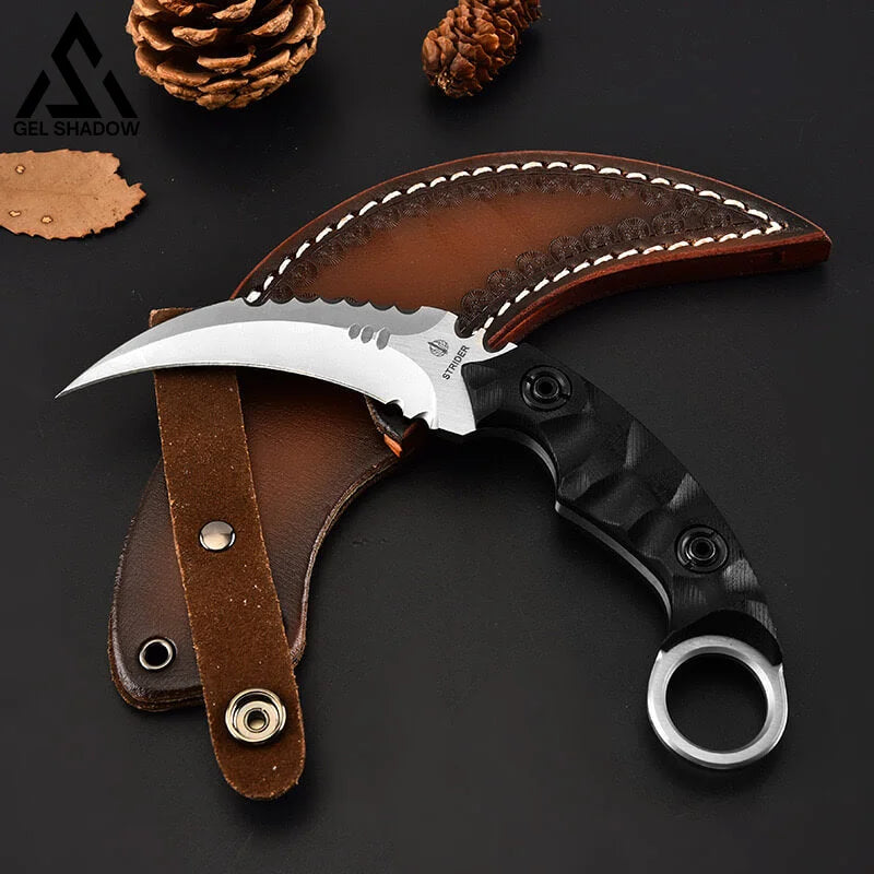 Strider Shadow Karambit Knife Sharp Claw D2 Steel White Blade Pocket Knives