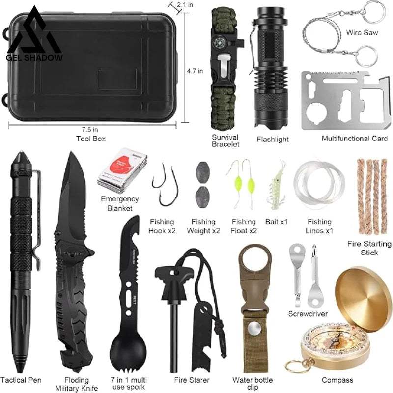 gear to survive GS250-Survival Kit 28 in 1, Survival Gear Tool Emergency Tactical Equipment