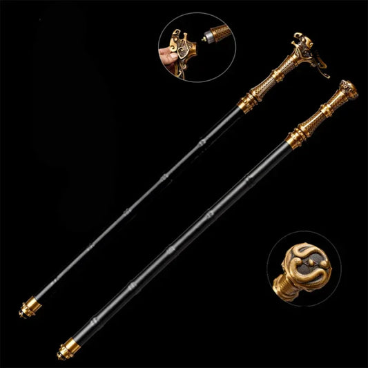 Tactical Cane Sword – Dual-Head Convertible Design(US ONLY)-GS152 Gold Pocket Knives